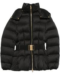 Elisabetta Franchi - Belted Hooded Puffer Jacket - Lyst