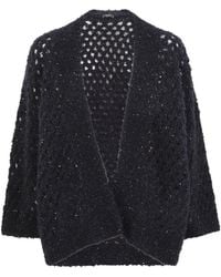 Peserico - Cardigan En Maille Ajourée À Ornements En Sequins - Lyst