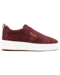 Santoni - Suede Slip-On Sneakers - Lyst