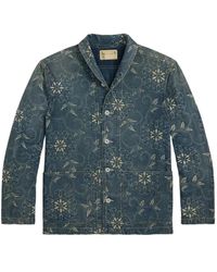 RRL - Floral-Print Denim Shirt - Lyst