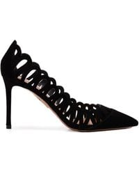 Aquazzura - 85Mm Peep Cut-Out Suede Pumps - Lyst