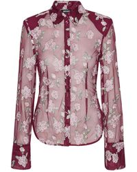 ROTATE BIRGER CHRISTENSEN - Mesh-Hemd mit Blumenstickerei - Lyst