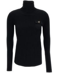 Elisabetta Franchi - Ribbed-Knit Logo-Plaque Sweater - Lyst