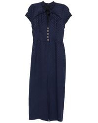 Alessandra Rich - Star-Print Tie-Neck Midi Dress - Lyst