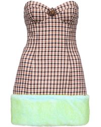 Area - Bandeau-Minikleid Mit Karo-Print - Lyst