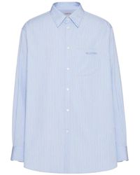 Valentino Garavani - Embroidered-Logo Cotton Shirt - Lyst