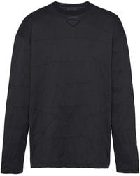 Prada - Panelled Long-sleeve Cotton T-shirt - Lyst