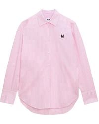 MSGM - Gestreiftes Hemd Mit Logo - Lyst