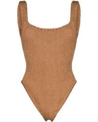 Hunza G - Square-neck Crinkle-effect Swimsuit - Lyst