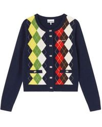 Ganni - Argyle Print Cardigan - Lyst