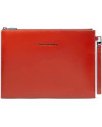 Piquadro - Ipad Compartment Leather Clutch - Lyst