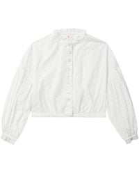 YUHAN WANG - Floral-embroidered Cotton Blouse - Lyst