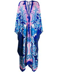Emilio Pucci Langer Kaftan mit Blumen-Print - Pink