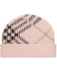 Burberry - Check Cashmere-Blend Beanie - Lyst