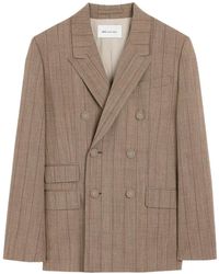 Ami Paris - Double Breasted Striped Wool Blazer - Lyst