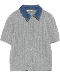 Sandro - Wool-Cashmere Denim-Collar Cardigan - Lyst