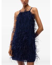 Pinko - Feather-Trim Sequin-Embellished Dress - Lyst