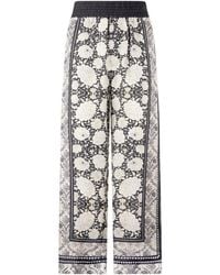 Roberto Cavalli - Floral-Print Silk Trousers - Lyst