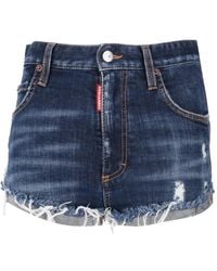 DSquared² - Distressed Frayed-Hem Shorts - Lyst