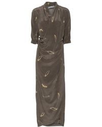 Cortana - Thea Soma-Print Draped Midi Dress - Lyst