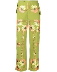 Bode - Victorian Floral-Embroidered Trousers - Lyst
