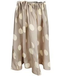 KHAITE - Polka-Dot Gathered Midi Skirt - Lyst
