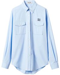 Miu Miu - Blouse Met Geborduurd Logo - Lyst
