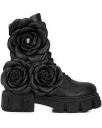 Philipp Plein - Stivali Stringati Gothic Plein Con Decorazione Floreale - Lyst
