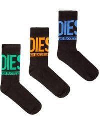 DIESEL - Skm-Ray Cushioned Logo Crew Socks (Pack Of Three) - Lyst