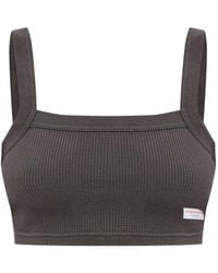 Alexander Wang - Waffle-Knit Logo-Patch Crop Top - Lyst