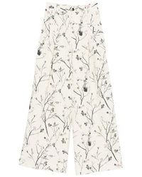 White Sand - Floral-Print Wide-Leg Trousers - Lyst