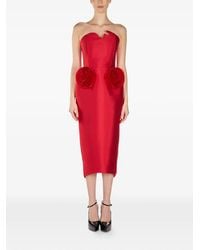 ARAFTU - Rose-Detail Strapless Midi Dress - Lyst