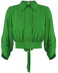 Elisabetta Franchi - Georgette Cropped Shirt - Lyst
