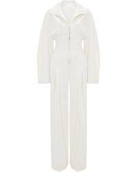 Victoria Beckham - Pleated Tab-Detail Jumpsuit - Lyst