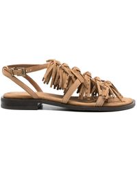 Ash - Fringe-Detailed Suede Flat Sandals - Lyst