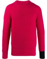 LC23 Contrast Cuff Knitted Jumper - Pink