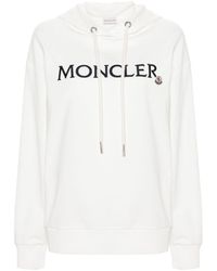 Moncler - Logo-embroidered Hooded Cotton Sweatshirt - Lyst
