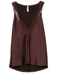 Imperial - Lace-Trim Satin Top - Lyst