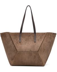 Brunello Cucinelli - Suede-Finish Panelled Tote Bag - Lyst