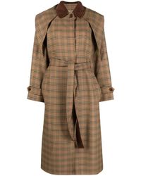 KENZO - Prince Of Wales-pattern Belted Trench Coat - Lyst