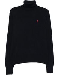 Ami Paris - Maglione A Collo Alto Con Ricamo A Cuore - Lyst