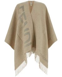 Fendi - Fringed Detailed Poncho - Lyst