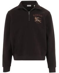 Burberry - Knight Check Cotton Half-Zip Sweatshirt - Lyst