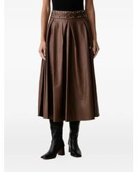 Fracomina - Lace-Up Pleated Midi Skirt - Lyst