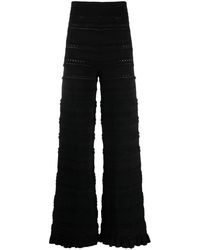 Sandro - Pointelle-knit Straight-leg Trousers - Lyst