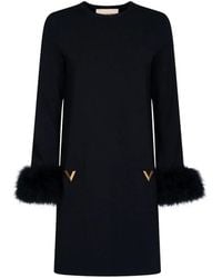 Valentino Garavani - Vlogo Feather-Trim Mini Dress - Lyst