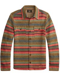 RRL - Buttoned Striped Knitted Shirt - Lyst