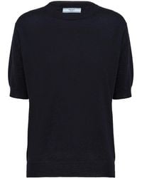 Prada - Triangle-logo Cashmere Knitted Top - Lyst