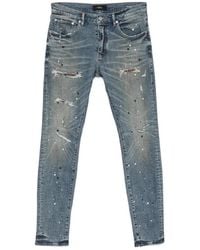 Purple Brand - Distressed Paint-Splatter Skinny Jeans - Lyst