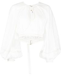 Acler Long-sleeve Cropped Blouse - White